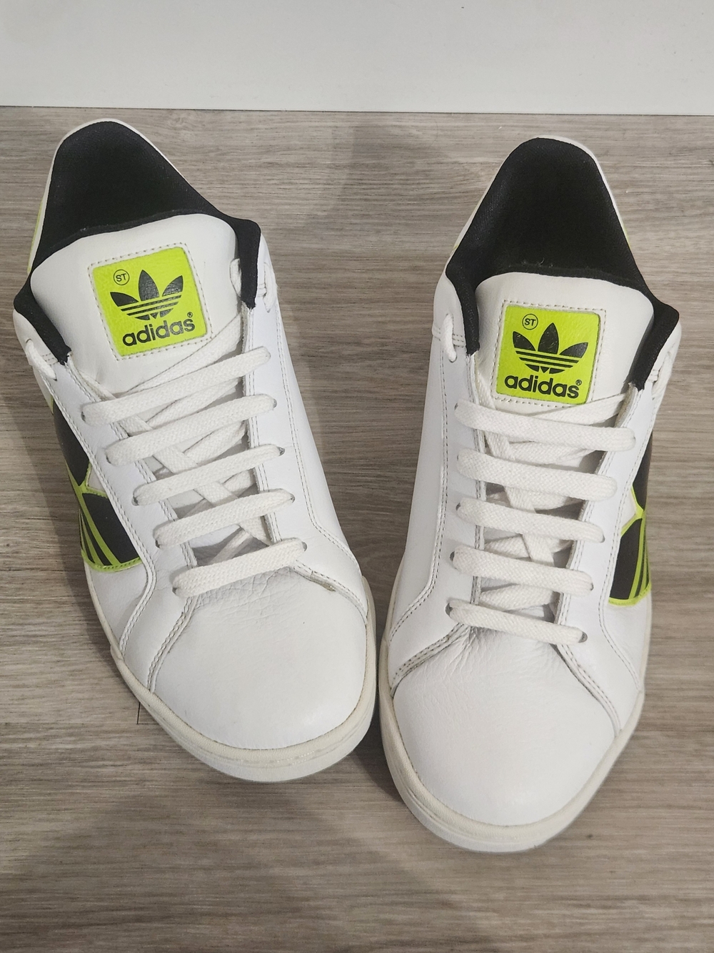 adidas Men’s White & Neon Yellow Athletic Sneakers